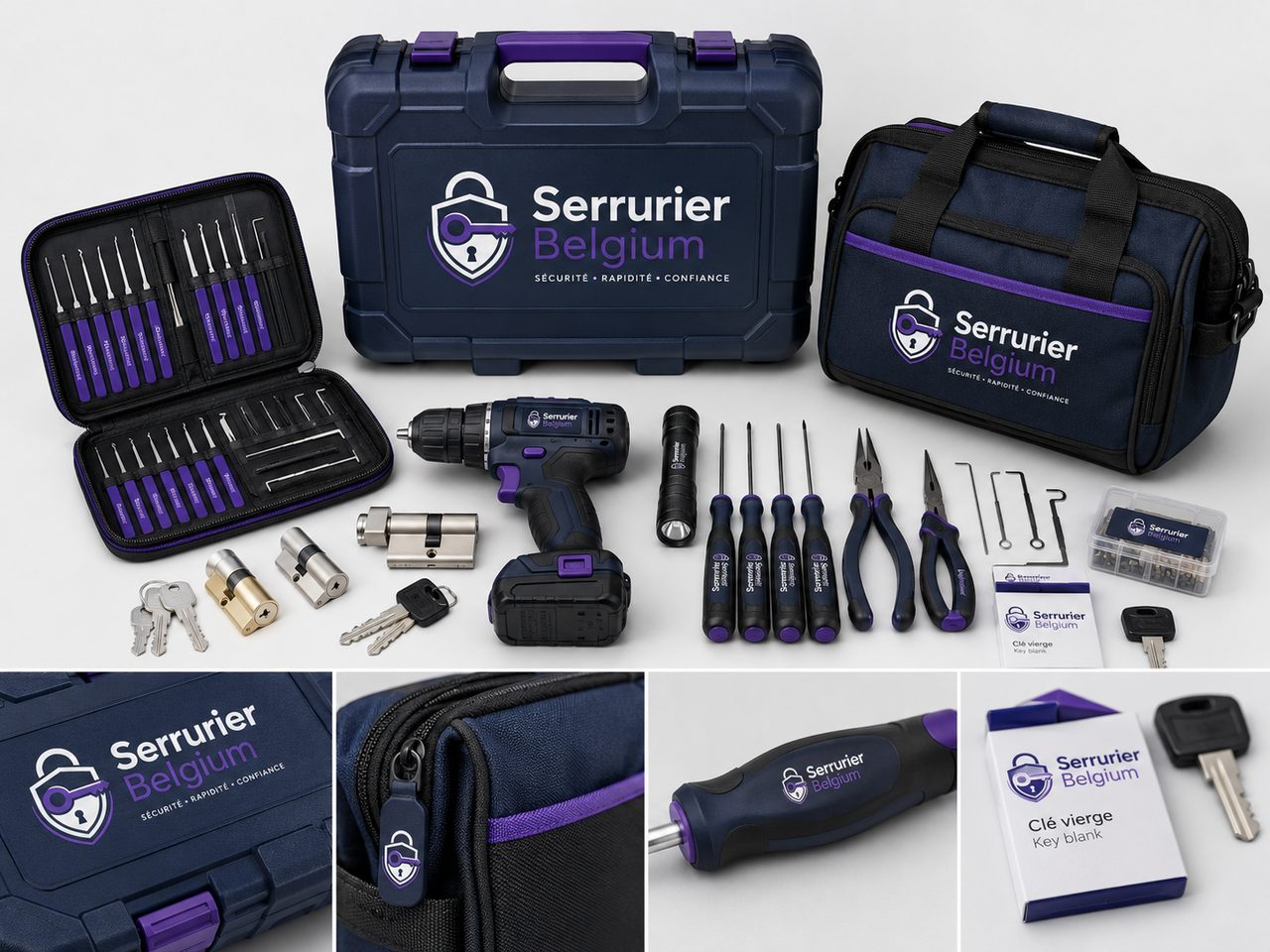 Équipement professionnel de serrurier à Liège — coffret, outils, cylindres et clés Serrurier Express Liège